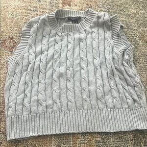 Forever 21 Gray Cable Knit Crew Neck Sweater